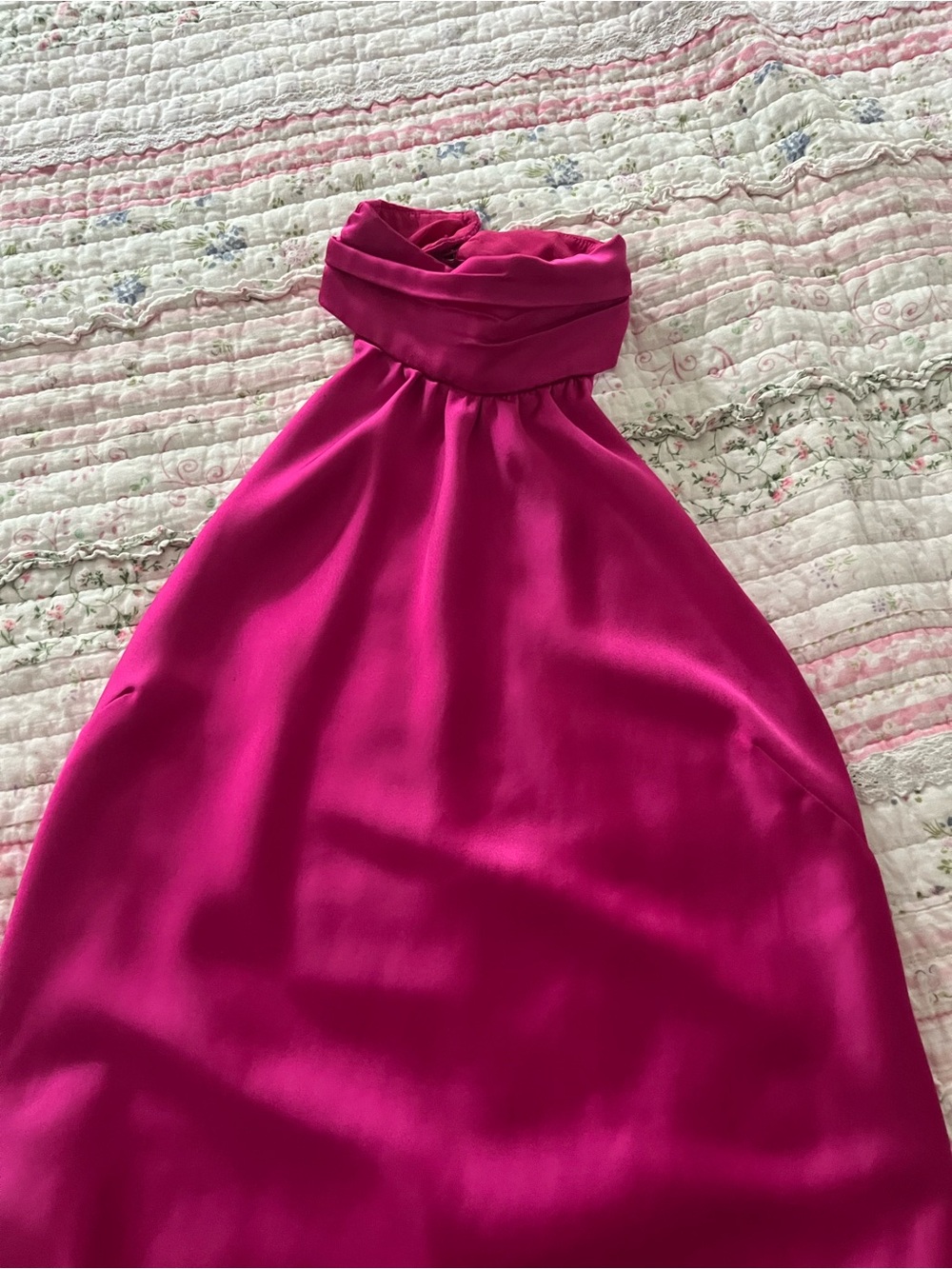 Lovers + Friends Hot Pink Satin Halter Mini Dress - Picture 4 of 5